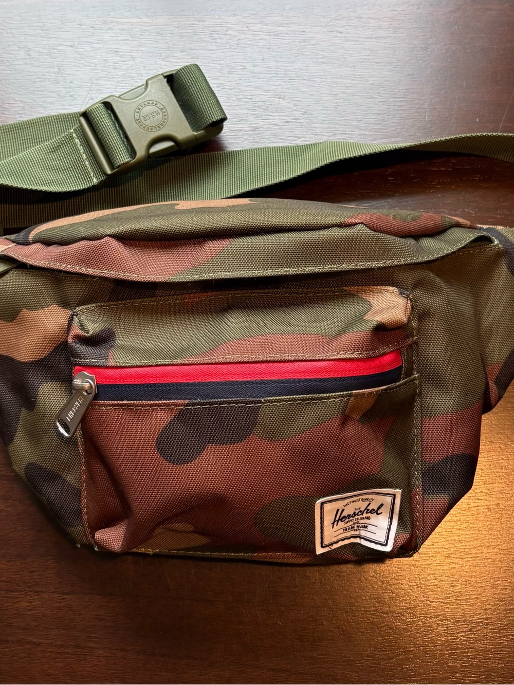 Herschel Supply Company Camo Crossbody Pack with Red Zipper Accent